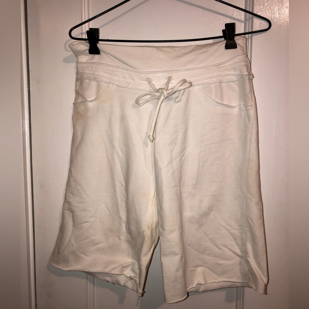Y2K era flared white shorts